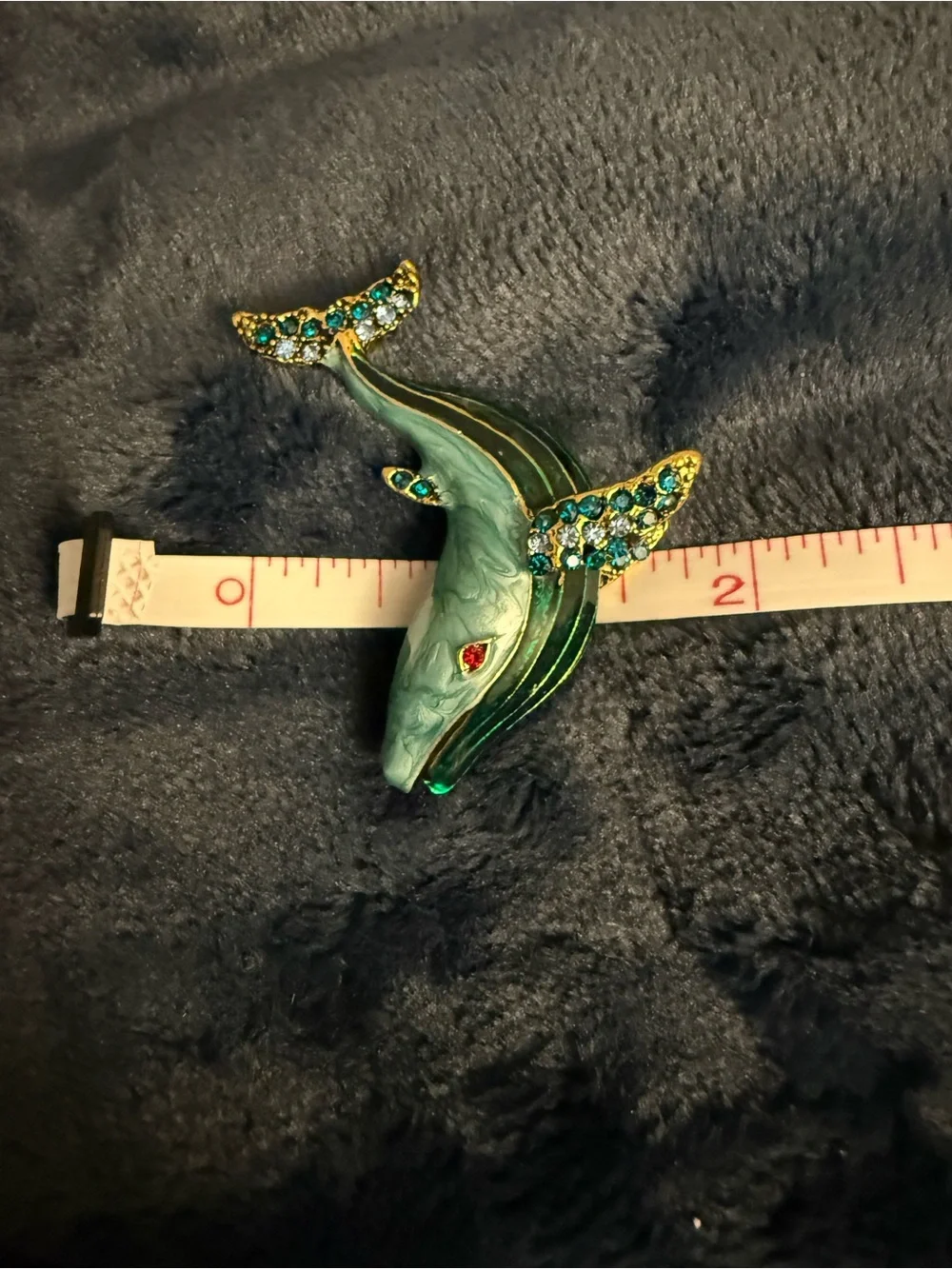 Brooch Blue Green Whale Enamel Brooch with Crystal Accents #12